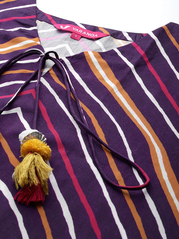 Varanga Printed Flared Sleeves Silk Kaftan Kurta